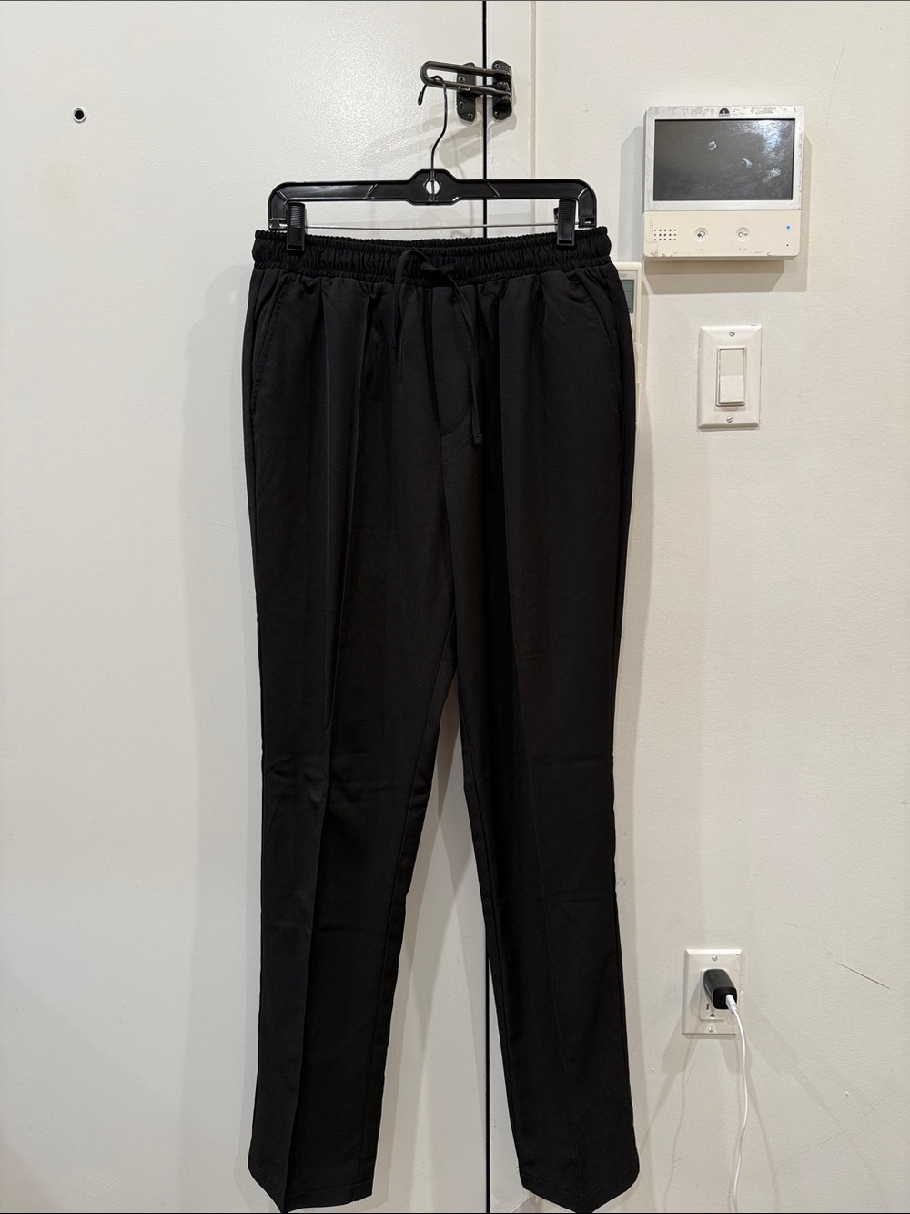 Men's Black Drawstring Casual Trousers